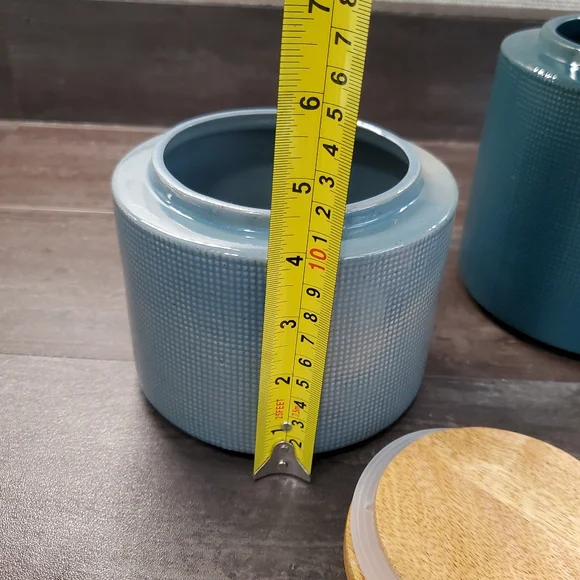 Crate and Barrel Ena Blue Canisters, Set Of 2, Medium and Small, NWT - Picture 13 of 16